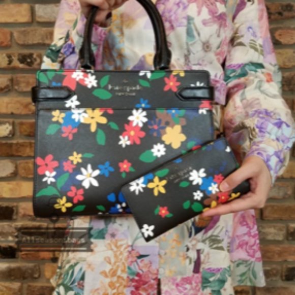 Kate Spade Staci Medium Satchel and Floral Wallet SET - NWT